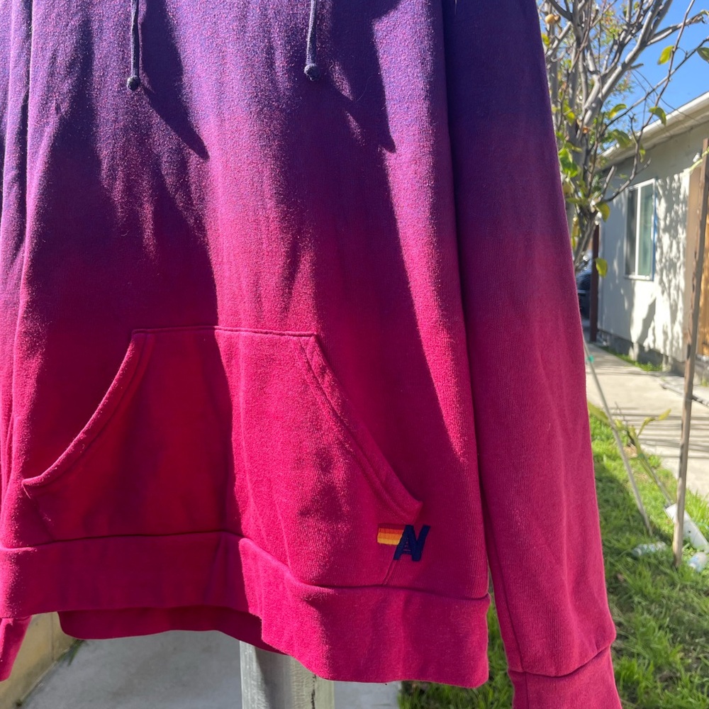 Aviator Nation Purple to Pink Ombre Lightning Bolt Hoodie - Picture 3 of 8